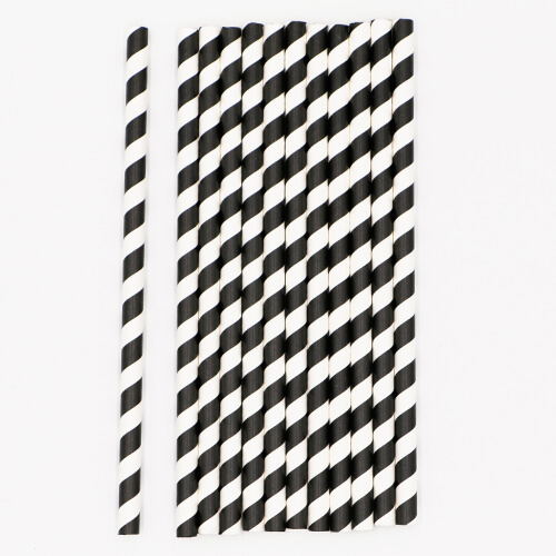 Black and White Stripped Paper Straws 3 1