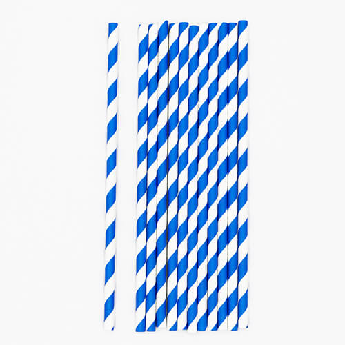 Blue and White Stripped Paper Straws 5 1