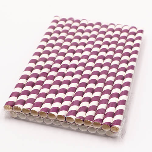 Purple Stripped Colossal Bubble Tea Paper Straws 2