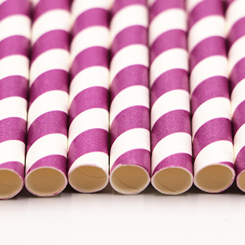 Purple Stripped Colossal Bubble Tea Paper Straws 3