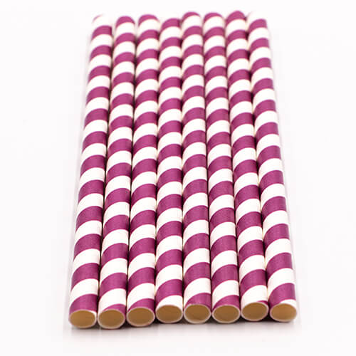 Purple Stripped Colossal Bubble Tea Paper Straws 4