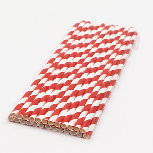 Red and White Stripped Paper Straws 1 2