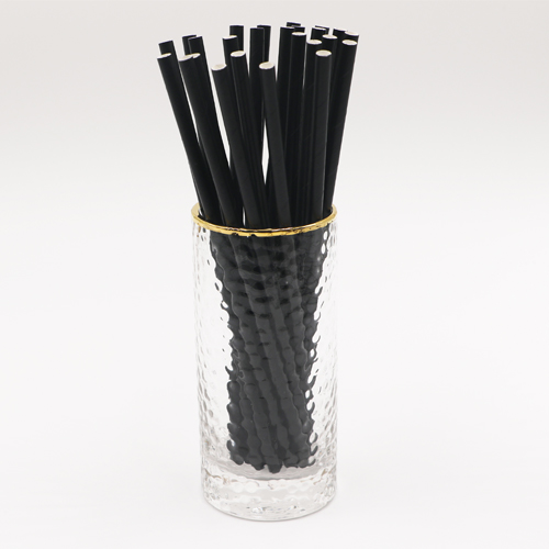 Solid Black Paper Drinking Straws 1