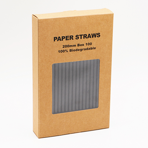 Solid Black Paper Drinking Straws 7