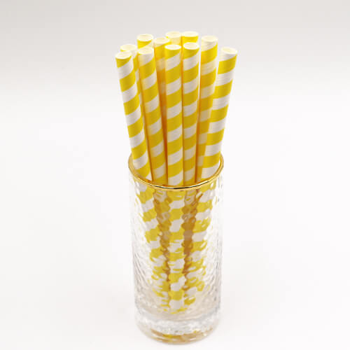Yellow Stripped Colossal Bubble Tea Paper Straws 1