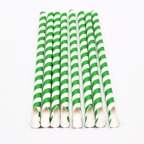 Green Stripe Paper Spoon Straws 3