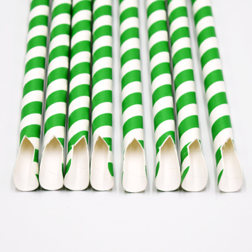 Green Stripe Paper Spoon Straws 4