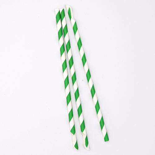 Green Stripe Paper Spoon Straws 5