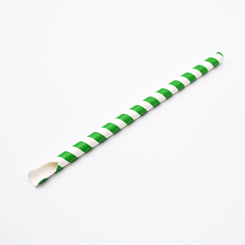 Green Stripe Paper Spoon Straws 7