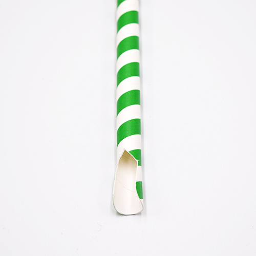 Green Stripe Paper Spoon Straws 8