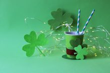 drink paper cups shape st patrick s hat with straws shamrock illumination1200