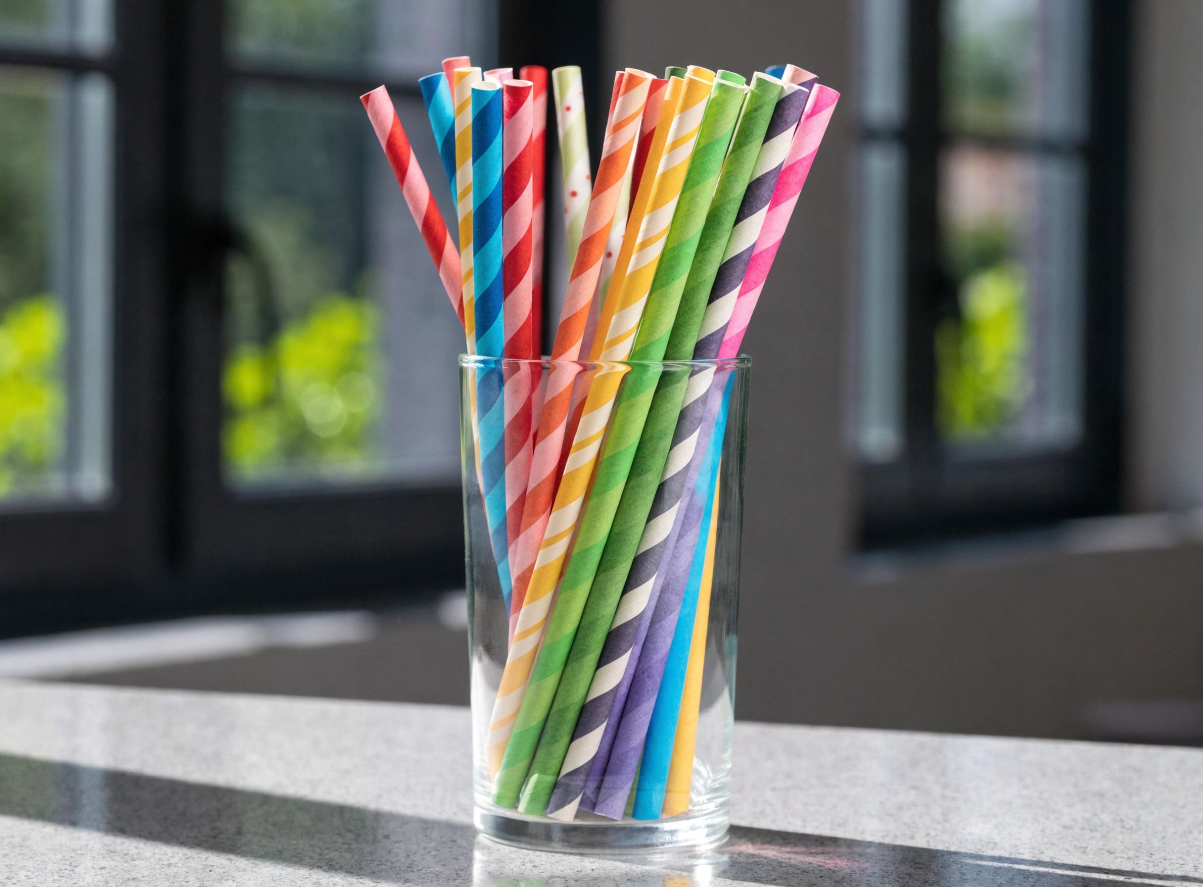A display of high-quality, colorful paper straws