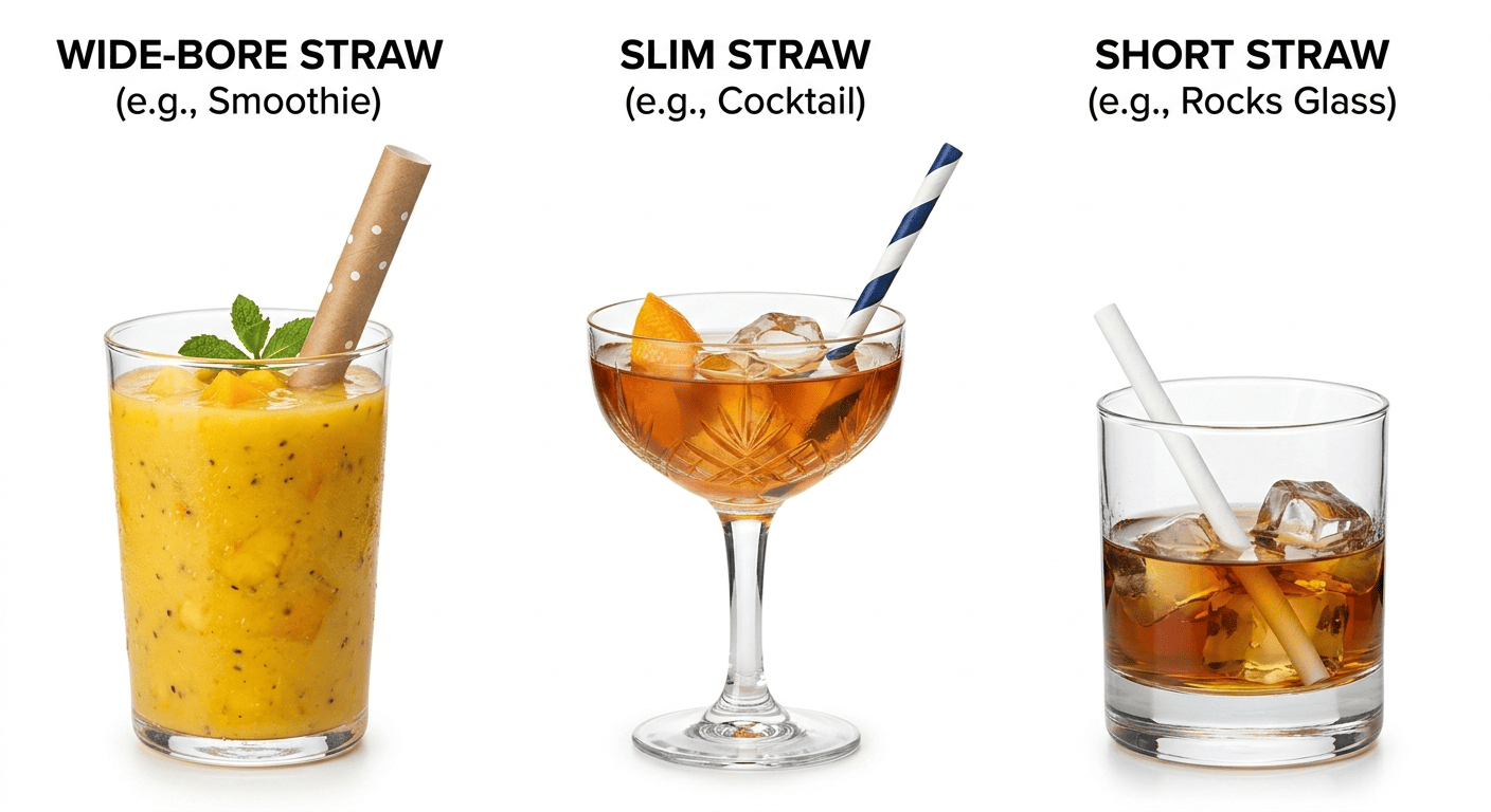different paper straw sizes for different drinks