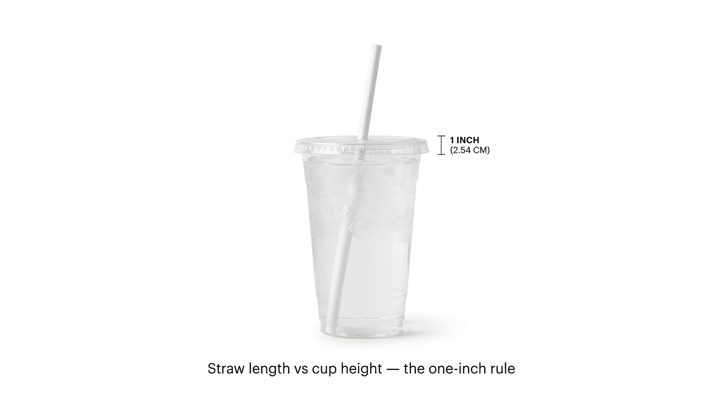 Matching paper straw length to cup height A paper straw that is the perfect height for a tall glass, extending about an inch above the rim