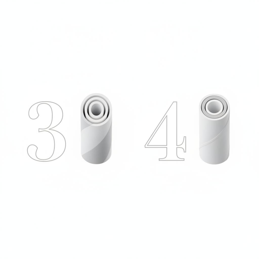 A diagram showing the cross-section of a 3-ply paper straw compared to a 4-ply paper straw