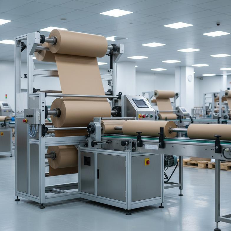 A factory floor showing machinery for producing bulk mason bee tube refills
