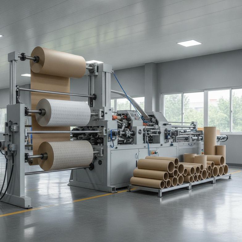 A factory floor with machinery for producing specialized paper tubes, highlighting a key feature of a specialist China firework paper tube supplier.