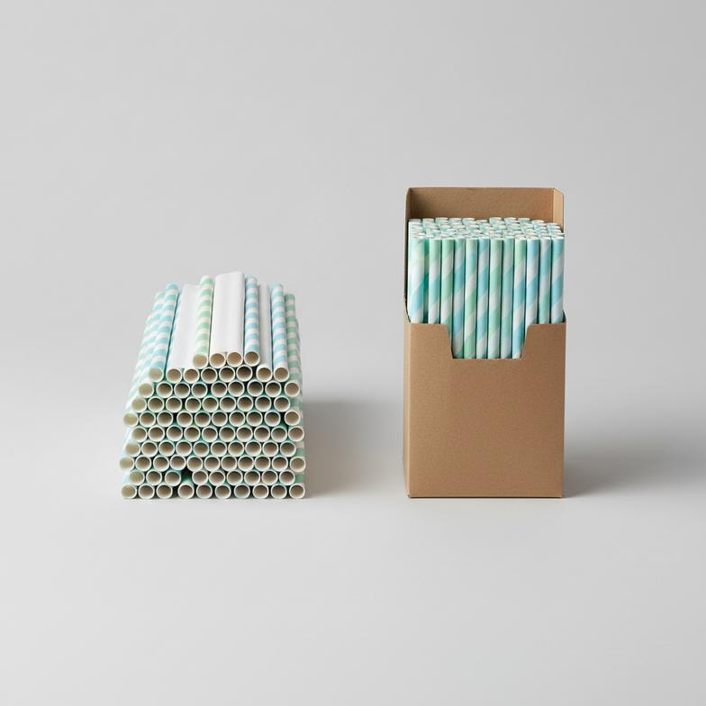 A comparison of individually wrapped cocktail paper straws and bulk-packed cocktail paper straws