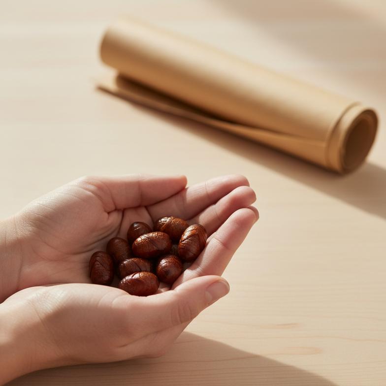 hand holding healthy bee cocoons harvested from paper tubes