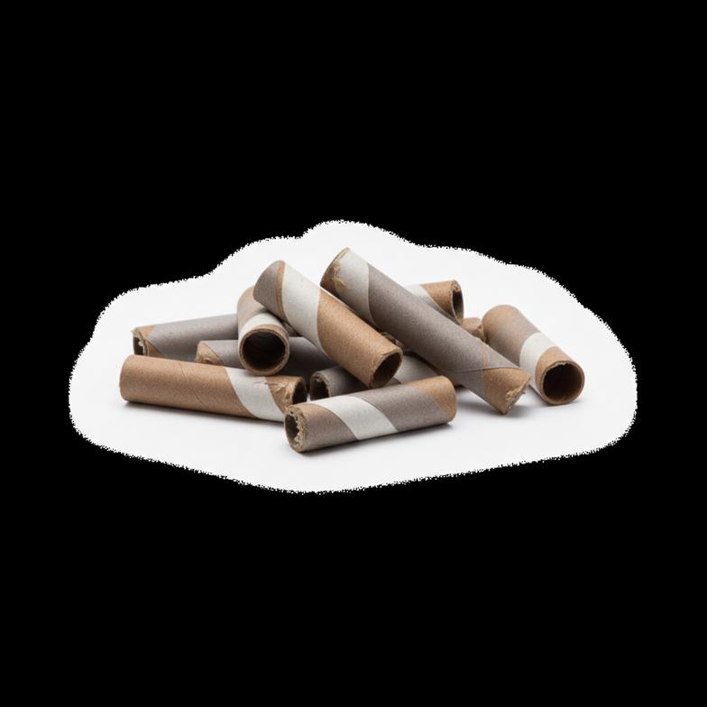 discarded pile of failed and deformed firework paper tubes
