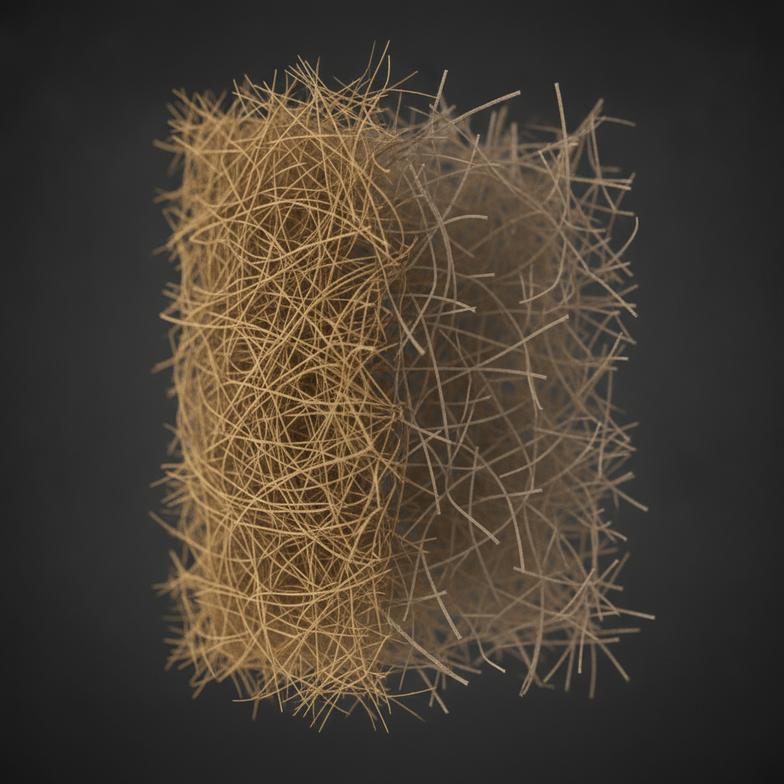 Microscopic view of kraft paper fibers, illustrating the importance of paper quality for firework paper tubes