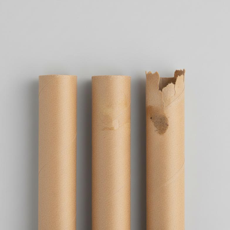 A close-up of mason bee nesting tubes showing signs of wear and tear