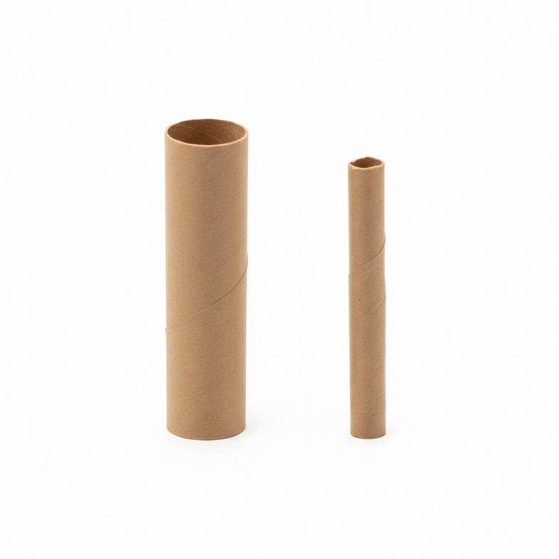 Comparing a thick, durable paper tube next to a thin, flimsy one