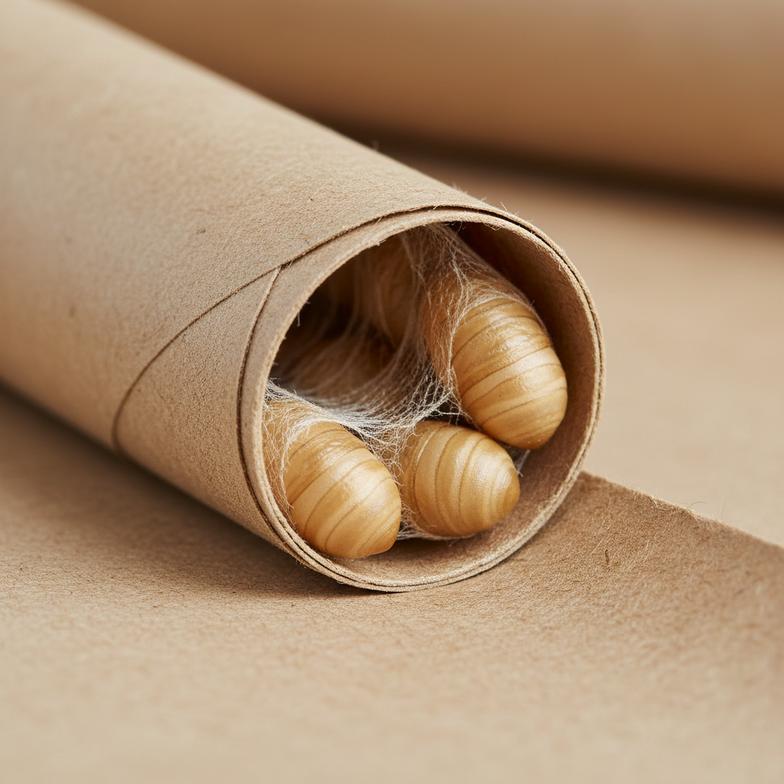 A high-quality paper bee tube being peeled open cleanly to reveal a healthy cocoon.