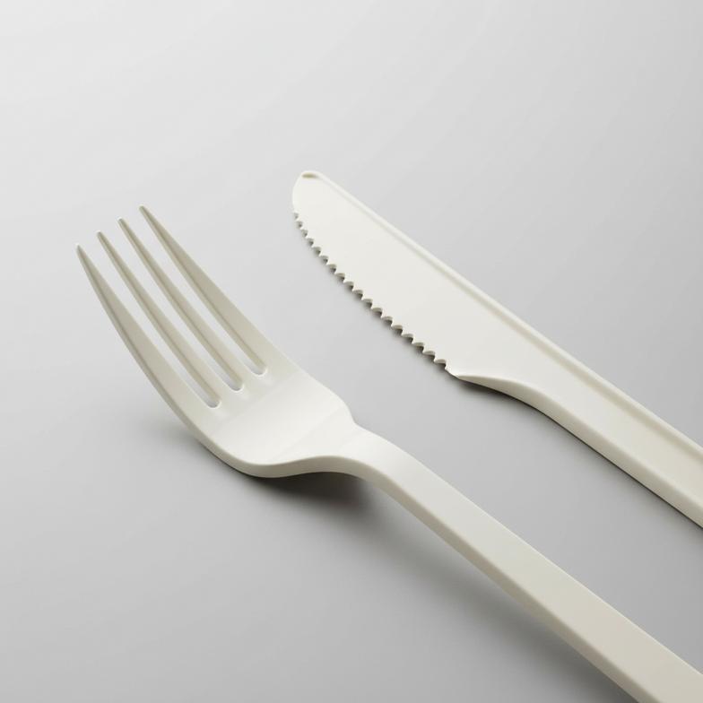 Close-up of CPLA alternative to plastic cutlery, showing its smooth texture