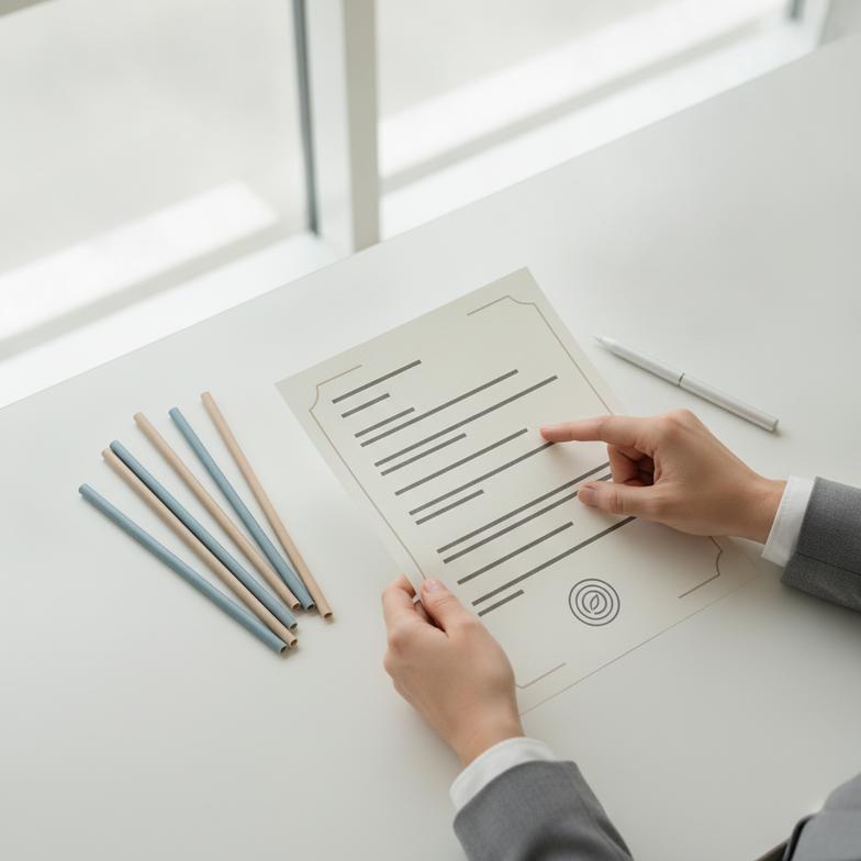 A procurement manager reviewing an FSC certificate to vet a paper straw supplier