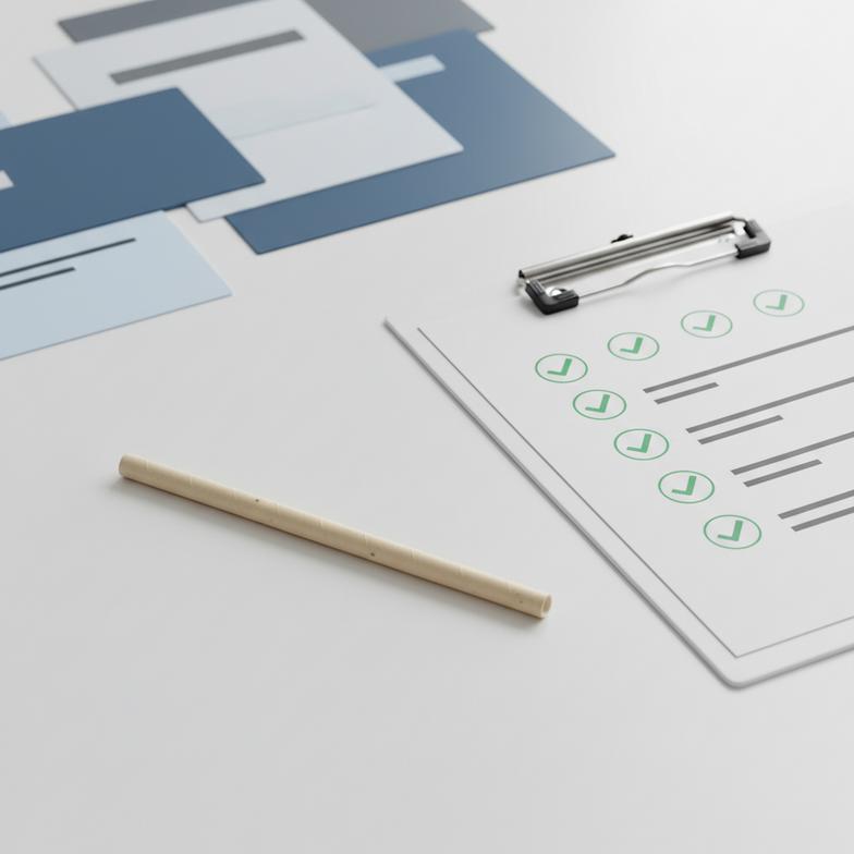 A close-up of a Forest Stewardship Council (FSC) certification document to compare paper straw samples