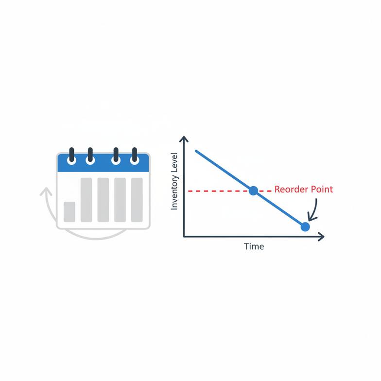 A calendar graphic showing a 4-week sales period leading to a reorder trigger point
