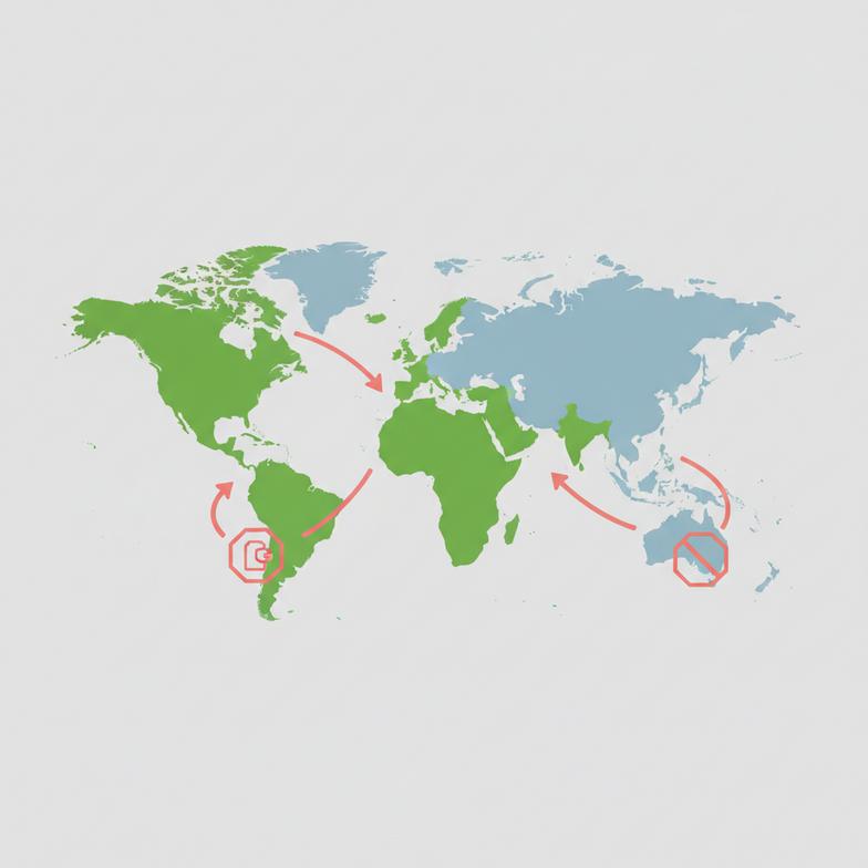 A map of the world with regions highlighted that have single-use plastic bans, demonstrating the market access benefit of paper-wrapped paper straws