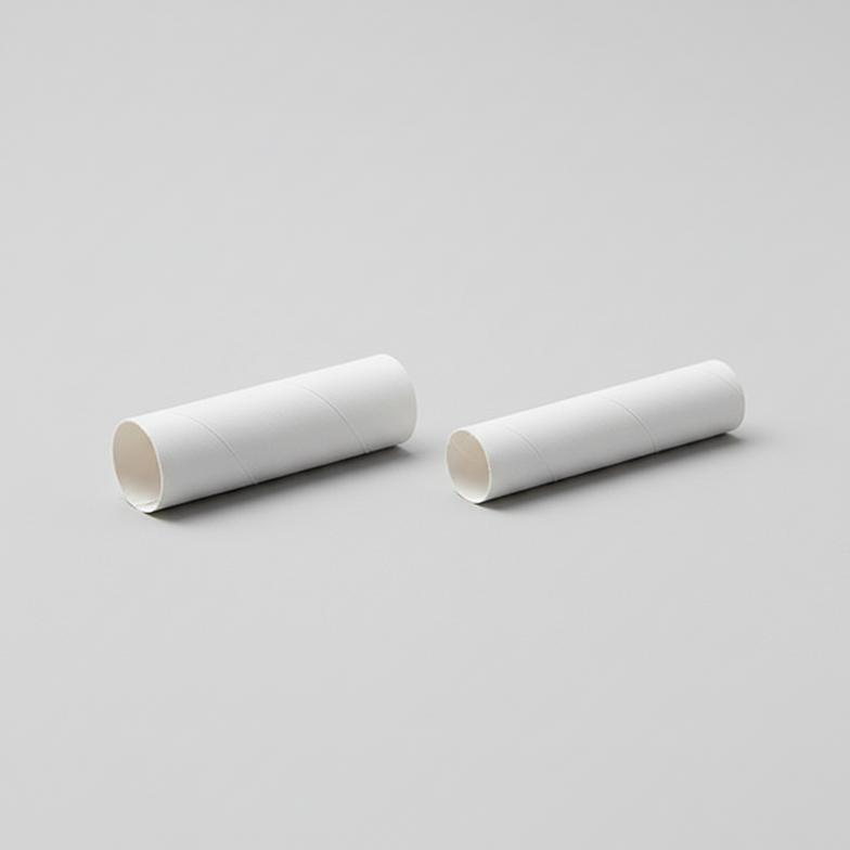 Two different models of paper mouthpiece tubes side-by-side, one thicker and more robust for law enforcement, and a standard one for workplace use.